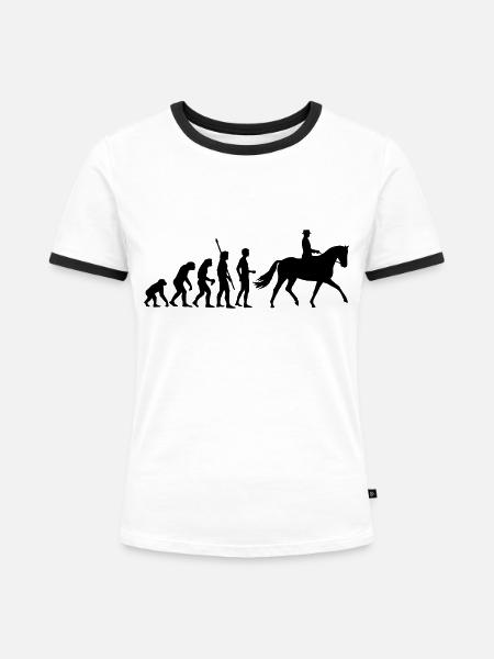 evolution_reiter - Frauen Kontrast-T-Shirt - Weiß/Schwarz