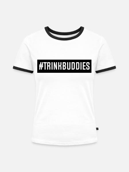 trinkbuddies - Frauen Kontrast-T-Shirt - Weiß/Schwarz