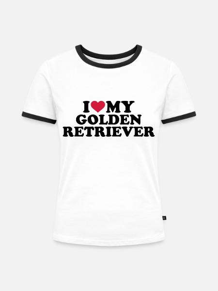 Golden Retriever - Frauen Kontrast-T-Shirt - Weiß/Schwarz