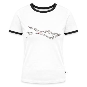 Bodensee | Ortsnamen | Konstanz | Schwarz - Rot - Frauen Kontrast-T-Shirt - Weiß/Schwarz - Vorne - Selfina (174cm)
