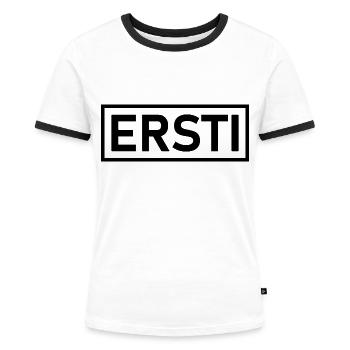 Ersti schwarz / Motiv für Erstsemester / Studenten - Frauen Kontrast-T-Shirt - Weiß/Schwarz - Vorne - Selfina (174cm)