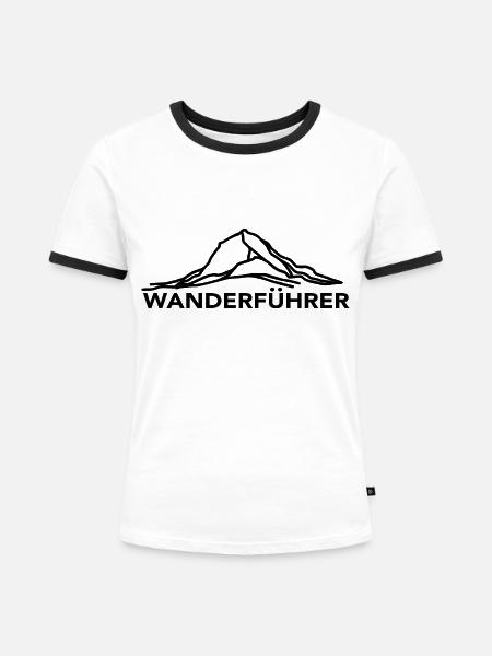 Wanderfuhrer - (10) - Frauen Kontrast-T-Shirt - Weiß/Schwarz