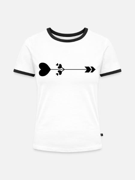 Herz-Pfeil - Frauen Kontrast-T-Shirt - Weiß/Schwarz