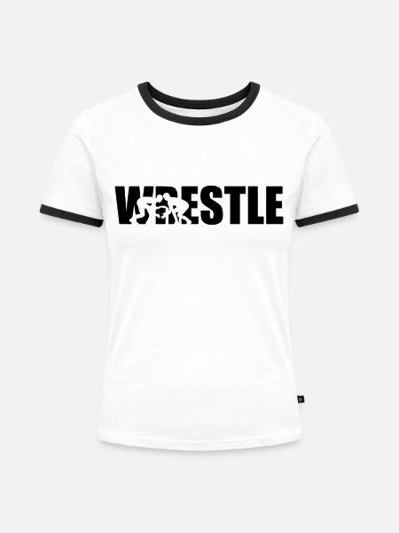 Ringen - Frauen Kontrast-T-Shirt - Weiß/Schwarz