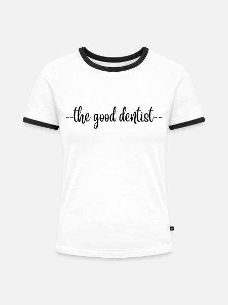 Der richtige Zahnarzt - Frauen Kontrast-T-Shirt - Weiß/Schwarz