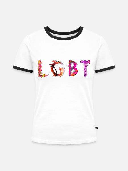 LGBT - Frauen Kontrast-T-Shirt - Weiß/Schwarz