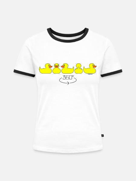 360° rubber duck - Frauen Kontrast-T-Shirt - Weiß/Schwarz