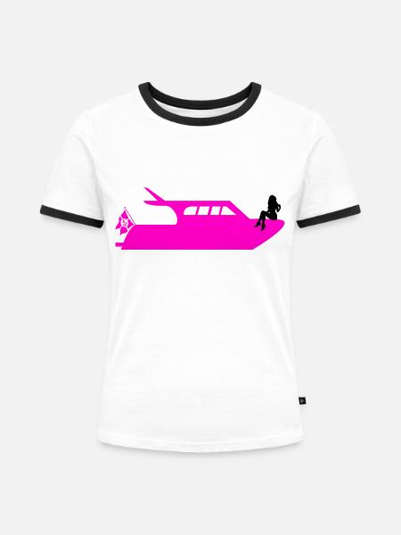 Boot - Frauen Kontrast-T-Shirt - Weiß/Schwarz