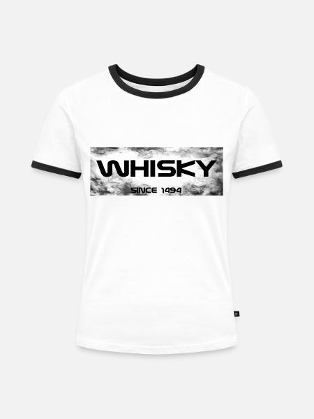 Whisky since - Frauen Kontrast-T-Shirt - Weiß/Schwarz