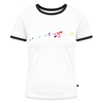 farbtropfen regenbogen street art - Frauen Kontrast-T-Shirt - Weiß/Schwarz - Vorne - Selfina (174cm)