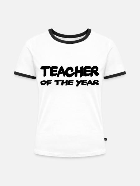 Teacher of the year - Frauen Kontrast-T-Shirt - Weiß/Schwarz