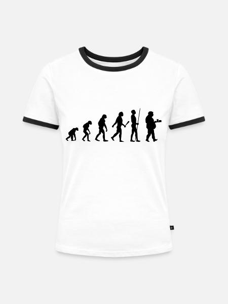 evolution - Frauen Kontrast-T-Shirt - Weiß/Schwarz