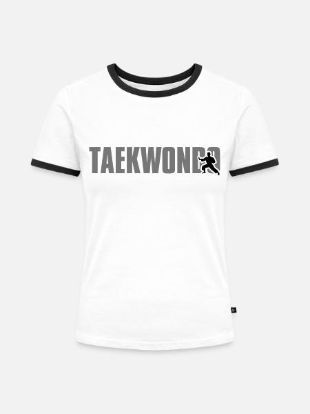 Taekwondo - Frauen Kontrast-T-Shirt - Weiß/Schwarz
