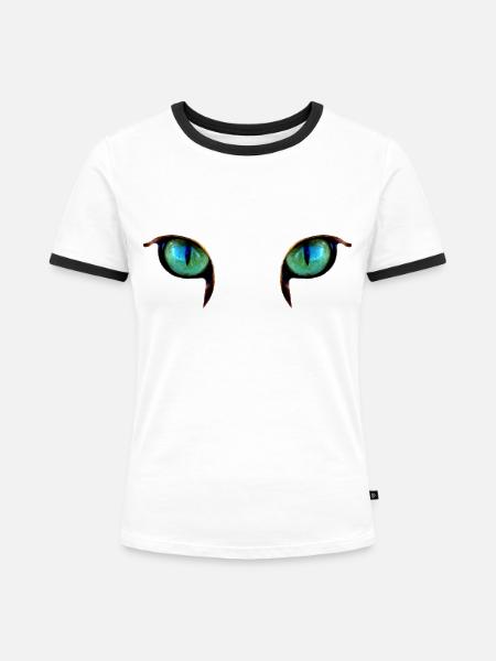 Blick - Frauen Kontrast-T-Shirt - Weiß/Schwarz