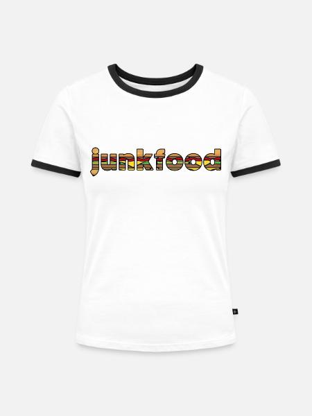 Junkfood - Frauen Kontrast-T-Shirt - Weiß/Schwarz