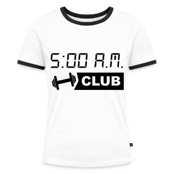 5 A.M. CLUB! - Frauen Kontrast-T-Shirt - Weiß/Schwarz - Vorne - Selfina (174cm)
