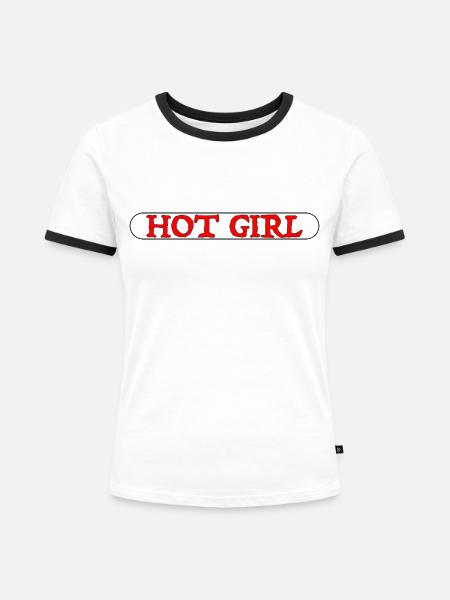 Heißes Mädchen - Frauen Kontrast-T-Shirt - Weiß/Schwarz