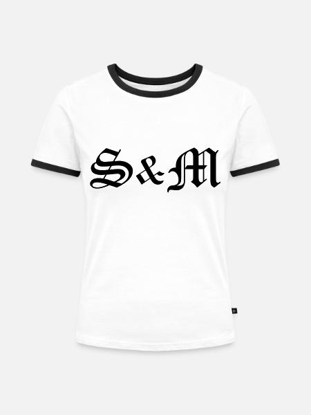 Sex__V027 - Frauen Kontrast-T-Shirt - Weiß/Schwarz