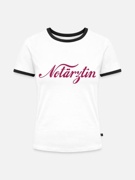 Notärztin - Frauen Kontrast-T-Shirt - Weiß/Schwarz