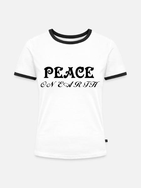 Peace on earth - Frauen Kontrast-T-Shirt - Weiß/Schwarz