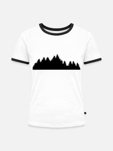 Wald - Frauen Kontrast-T-Shirt - Weiß/Schwarz