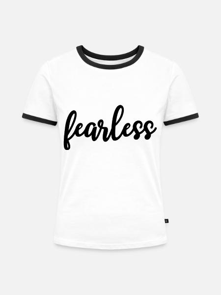 fearless Kalligrafie Motivation - Frauen Kontrast-T-Shirt - Weiß/Schwarz