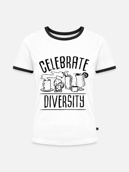 Trinken - Frauen Kontrast-T-Shirt - Weiß/Schwarz