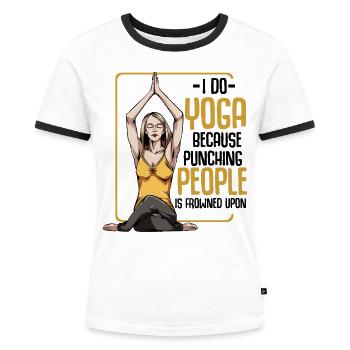 Yoga - Frauen Kontrast-T-Shirt - Weiß/Schwarz - Vorne - Selfina (174cm)
