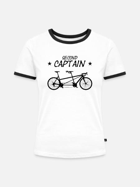 Tandem Bicycle Second Captain - Frauen Kontrast-T-Shirt - Weiß/Schwarz