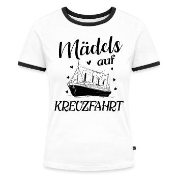 Kreuzfahrtschiff Urlaub Mädels Kreuzfahrt Cruise - Frauen Kontrast-T-Shirt - Weiß/Schwarz - Vorne - Selfina (174cm)
