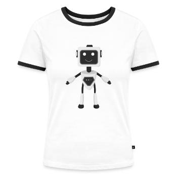 Roboter Robot Future - Frauen Kontrast-T-Shirt - Weiß/Schwarz - Vorne - Selfina (174cm)