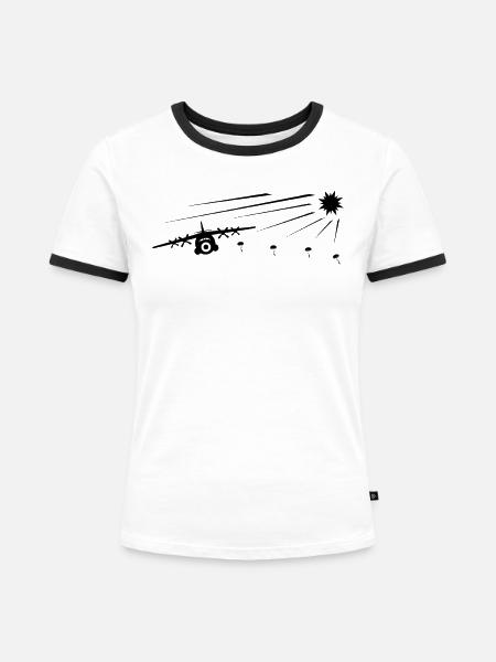 Fallschirmjäger Fallschirmspringer mit Rundkappe - Frauen Kontrast-T-Shirt - Weiß/Schwarz