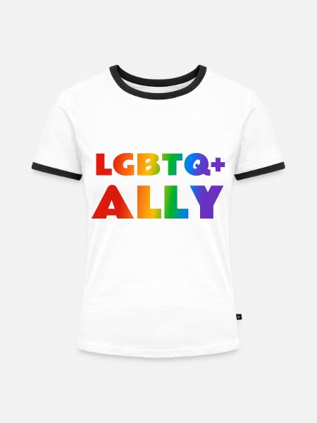 LGBTQ-Verbündeter - Frauen Kontrast-T-Shirt - Weiß/Schwarz