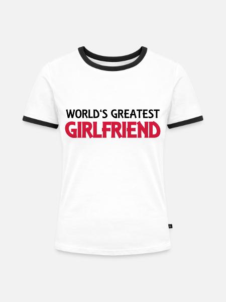 World's greatest girlfriend - Frauen Kontrast-T-Shirt - Weiß/Schwarz