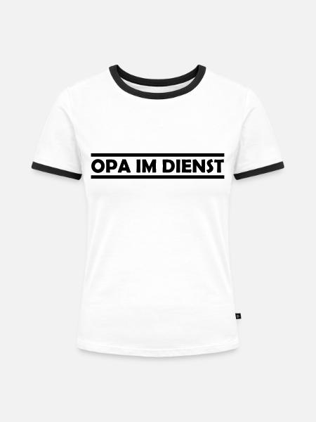 opa im dienst - Frauen Kontrast-T-Shirt - Weiß/Schwarz