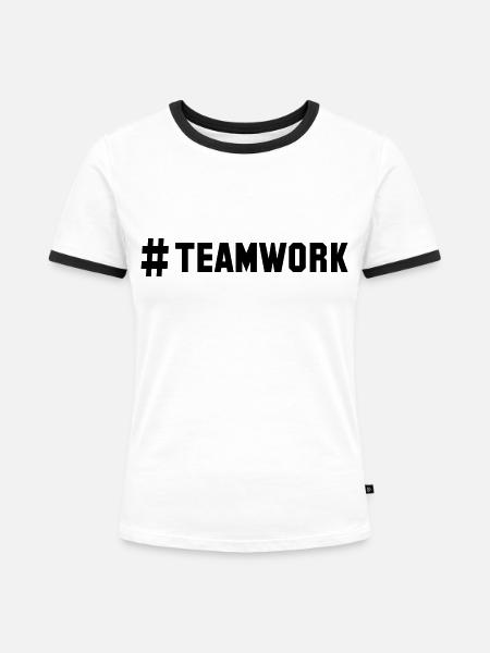 # teamwork - Frauen Kontrast-T-Shirt - Weiß/Schwarz