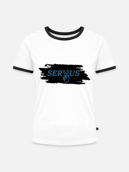 Servus Bayern - Frauen Kontrast-T-Shirt - Weiß/Schwarz