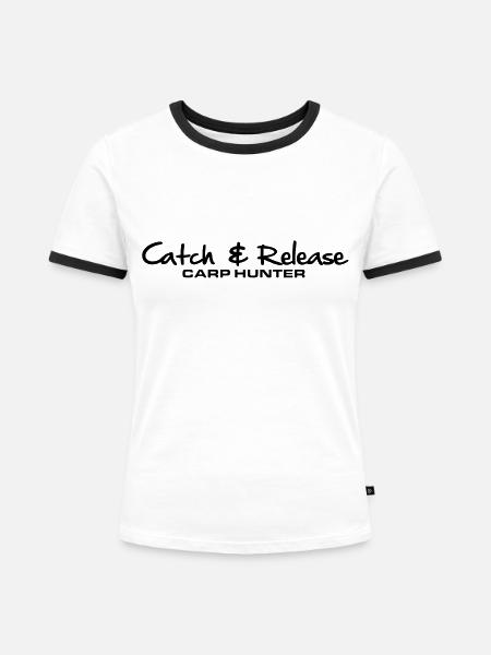 Catch and Release - Frauen Kontrast-T-Shirt - Weiß/Schwarz