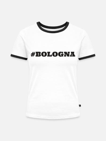 #Bologna Italien - Frauen Kontrast-T-Shirt - Weiß/Schwarz