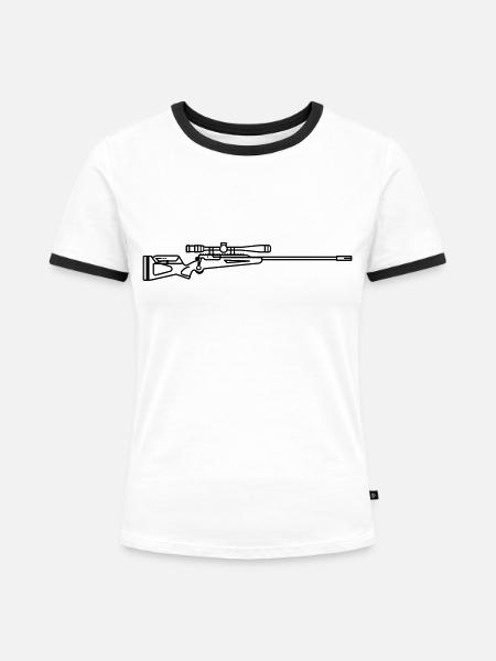 Scharfschützen-Schrotflinte - Frauen Kontrast-T-Shirt - Weiß/Schwarz