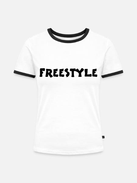 freestyle2_vec_1 - Frauen Kontrast-T-Shirt - Weiß/Schwarz
