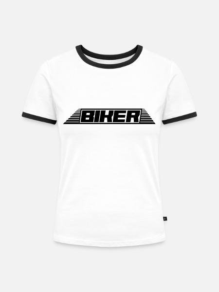 biker - Frauen Kontrast-T-Shirt - Weiß/Schwarz