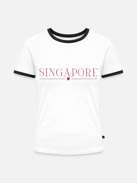 ich lieben Singapur - Frauen Kontrast-T-Shirt - Weiß/Schwarz