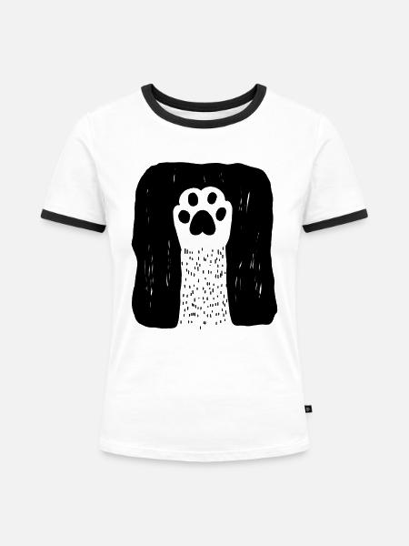 Süße Katzenpfote - Frauen Kontrast-T-Shirt - Weiß/Schwarz