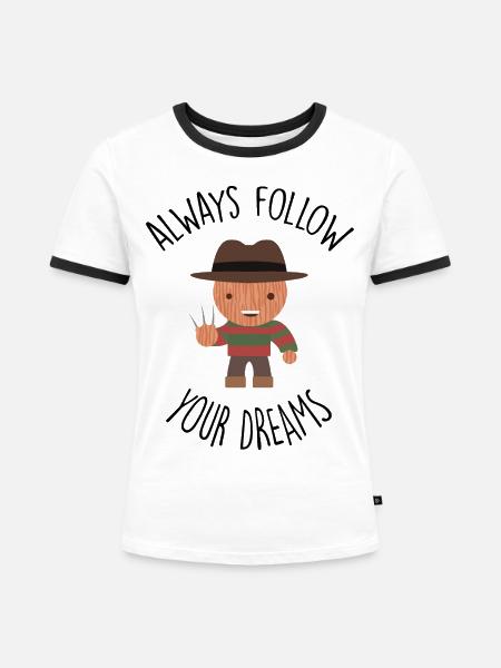 Freddy - Always follow your Dreams - Frauen Kontrast-T-Shirt - Weiß/Schwarz