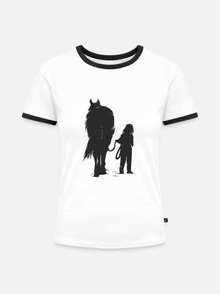 Pferdebesitzerin - Frauen Kontrast-T-Shirt - Weiß/Schwarz