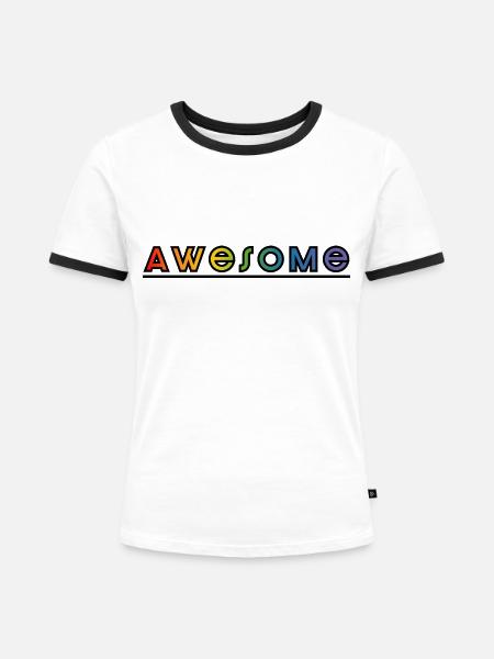 awesome regenbogen - Frauen Kontrast-T-Shirt - Weiß/Schwarz