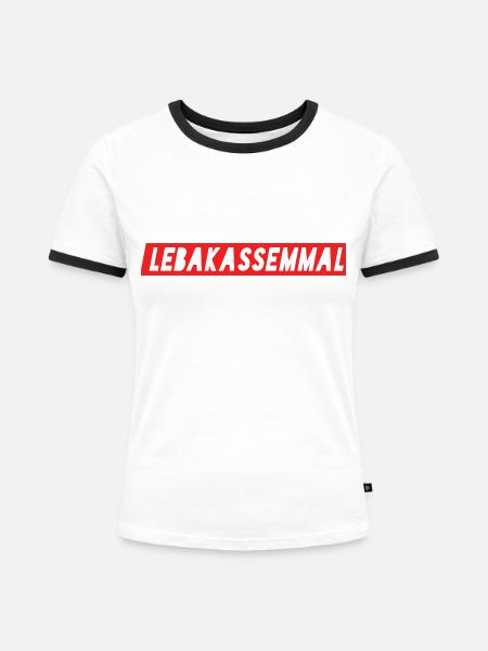 Leberkassemmel - Bayerisch - Frauen Kontrast-T-Shirt - Weiß/Schwarz