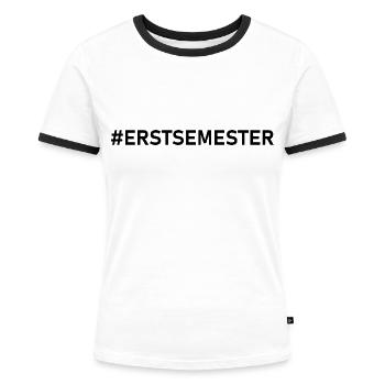 Erstsemester schwarz / Motiv für Ersti / Studenten - Frauen Kontrast-T-Shirt - Weiß/Schwarz - Vorne - Selfina (174cm)