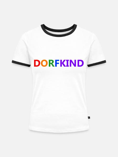 dorfkind - Frauen Kontrast-T-Shirt - Weiß/Schwarz